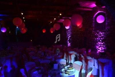 Miniature DJ Chignin (Savoie) - Anim'Fab #15 Un homme chante sur scène avec un micro, éclairé par une lumière rouge dans une ambiance sombre.