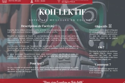 Une affiche promotionnelle décrivant une animation de quiz sur le thème de Noël, avec détails sur l'activité et les…