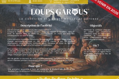 Une affiche promotionnelle décrivant une animation de quiz sur le thème de Noël, avec détails sur l'activité et les…