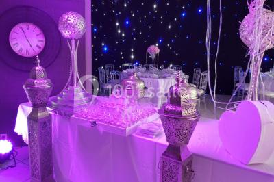 Miniature Location salle Flémalle (Liège) - Salons Ypsilon #9 Roses roses et blanches en gros plan devant une pelouse et des arbres verdoyants sous un ciel clair.