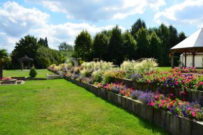 Pressoir ancien en bois dans une pièce avec murs en pierre, plafond à poutres apparentes et sol en parquet.
