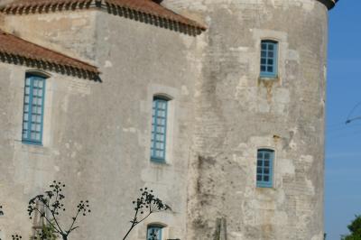 Miniature Location salle Sainte-Gemme-la-Plaine (Vendée) - Château de la Chevallerie #45 Un couple marche dans le jardin d'un château ancien entouré de verdure par une journée ensoleillée.