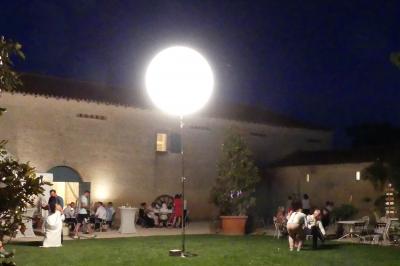 Miniature clair de lune Un couple marche dans le jardin d'un château ancien entouré de verdure par une journée ensoleillée.