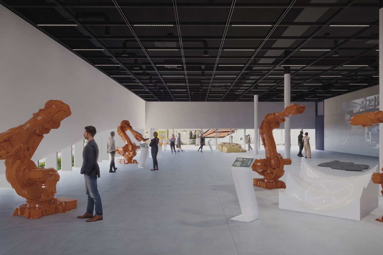 Galerie d&rsquo;exposition du Centre de Congr&egrave;s de N&icirc;mes avec stands partenaires pour &eacute;v&eacute;nements professionnels